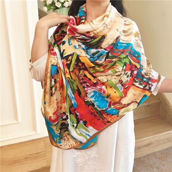Accessories - Long Silk Like Scarf Lightweight Satin Scarves Large Sunscreen Shawl Wrap for